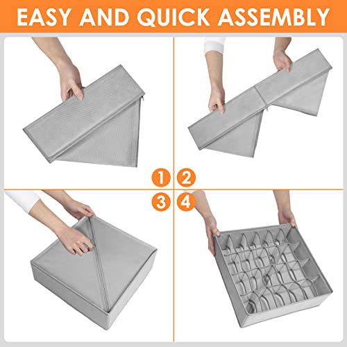 Criusia 12 Pack Drawer Organizer Dividers with 116 Compartments - Grey