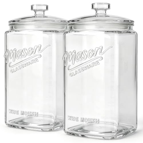 Dwbligt 1.5 Gallon Glass Cookie Jars with Airtight Lids, 2 Pack – Large Mason Style Food Storage Containers