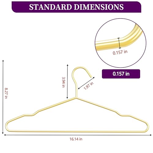 40-Pack Gold Heavy-Duty Metal Hangers with 5 Clips - Space-Saving Slim Design