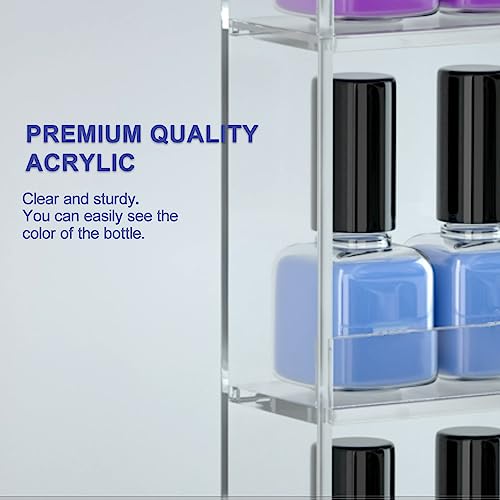 FEMELI 2 Pack 20x24 Inch Clear Acrylic Nail Polish Wall Racks - Easy Mount, Holds 120 Bottles Each