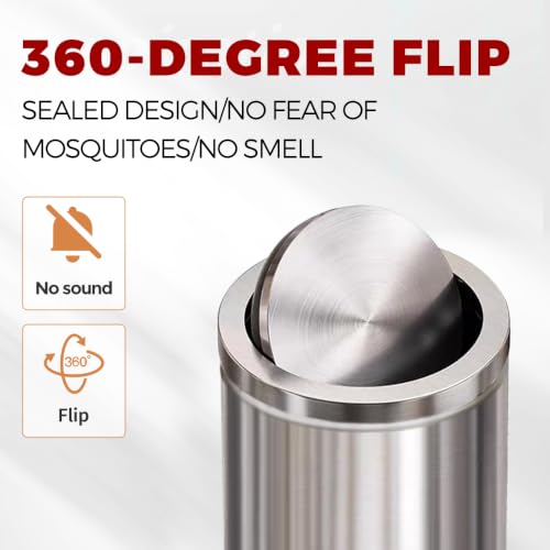 4.7 Gallon Stainless Steel Bathroom Trash Can with Swing Lid - Silver Variation