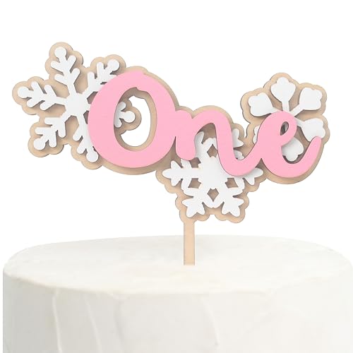 Wooden Snowflake First Birthday Cake Topper – Winter Onederland Theme, Rustic Snowflake Decor