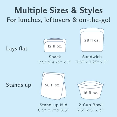 Reusable Silicone Food Storage Bags 4-Pack Starter Kit - Clear