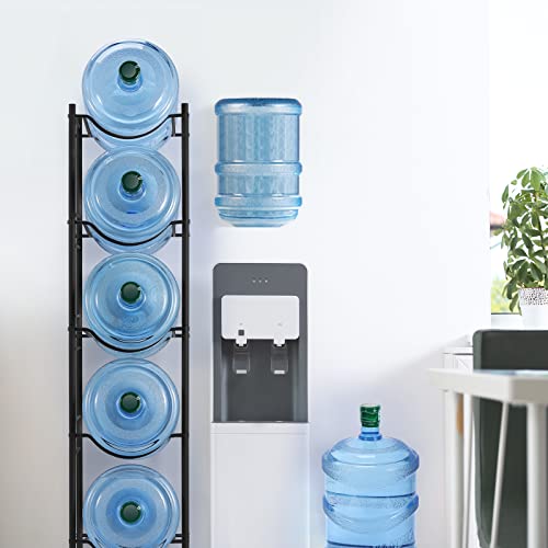 smusei Black 5 Tier Water Bottle Holder for 5-Gallon Jugs – Detachable Cooler Rack