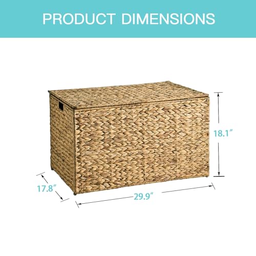Water Hyacinth Storage Basket with Lid - 160L Natural Wicker Container with Handles