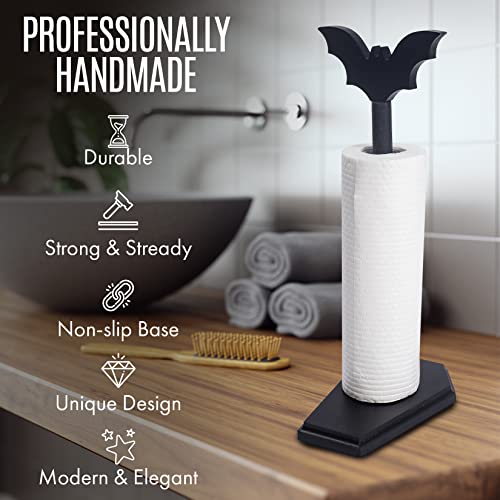 Gothic Bat Paper Towel Holder with Detachable Witchy Bat Topper - Halloween Kitchen Decor
