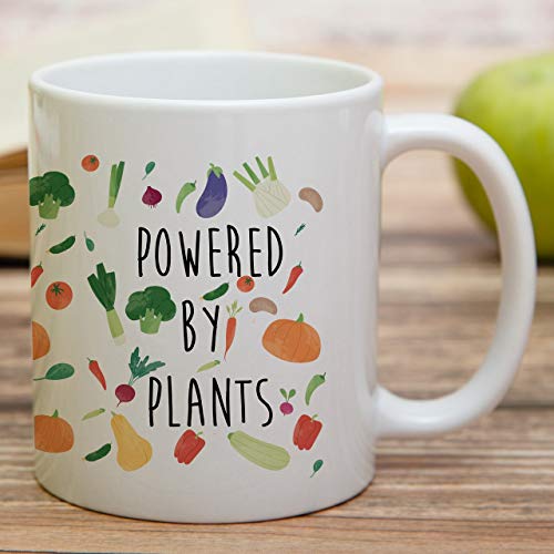 Retreez Funny Powered By Plants Vegan Vegetarian 11 Oz Ceramic Coffee