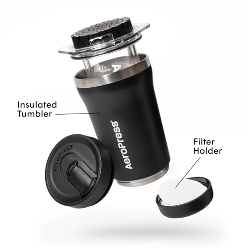 AeroPress Go Plus Portable Coffee Maker Kit - Black, Travel Coffee System