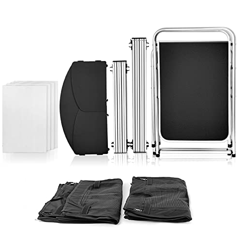 CampLand Folding Camping Kitchen Table with Windscreen & Storage Cabinet - Black2cabinet