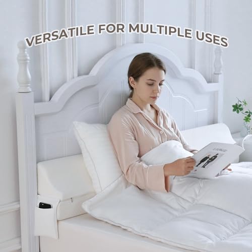 Couzssyhi White King Size Bed Wedge Gap Filler 76x10x6 Inch Adjustable Pillow