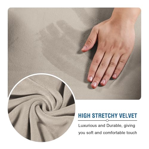 Velvet Sofa Slipcover 4 Piece for 3 Cushion Sofa Up to 90 Inch - French Oak