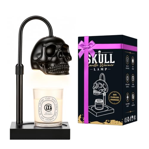 TOACSUCP Skull Candle Warmer Lamp Black Gothic Skeleton with Timer & Dimmer