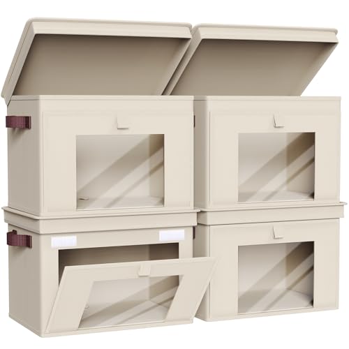 Univivi Light Beige Front Opening Closet Storage Bins - 16.5'' 4 Pack