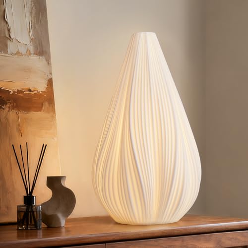 Ceramic Table Lamp with Floral Texture - Modern Handmade Bedside Light - Flora Variation
