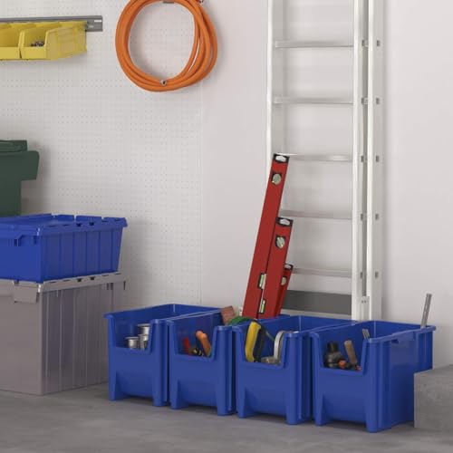 Akro-Mils Stak-N-Store Stackable Plastic Storage Bins 17.5 x 11 x 12.5 in Blue 7.4 Gallons 4-Pack