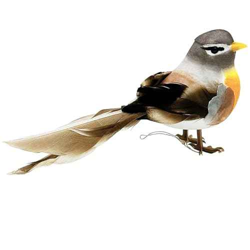 1Pcs Robin Birds Artificial Robin Birds Ornament with Flexible Wire Paws for Craft Yard Patio Garden Home Decoration