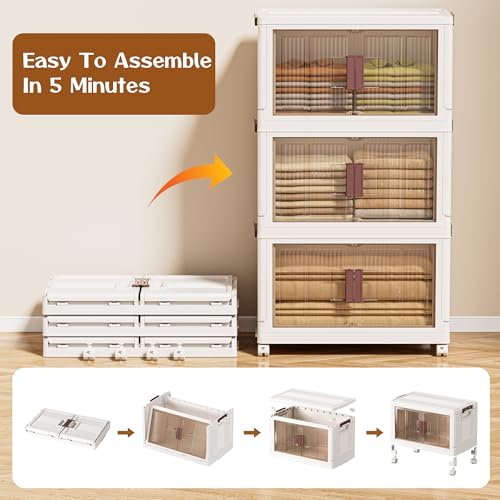 60GAL/240QT 4 tier large stackable storage bins with lid and wheels,