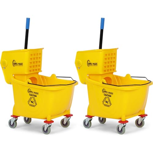 SIMPLI-Magic 2-Pack 26 Quart Commercial Mop Buckets with Wringer, Yellow