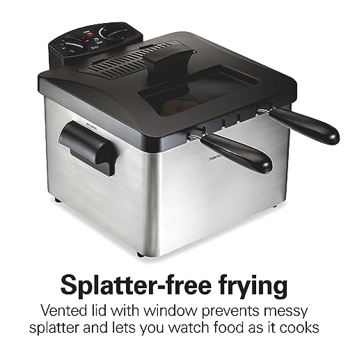 Hamilton Beach 4.5L Deep Fryer with 3 Baskets, Stainless Steel, Adjustable Temp