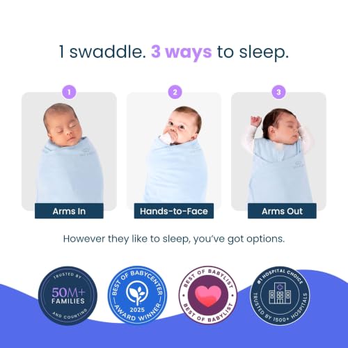 HALO Baby Blue Cotton Swaddle Sleep Sack Newborn 0-3 Months Adjustable