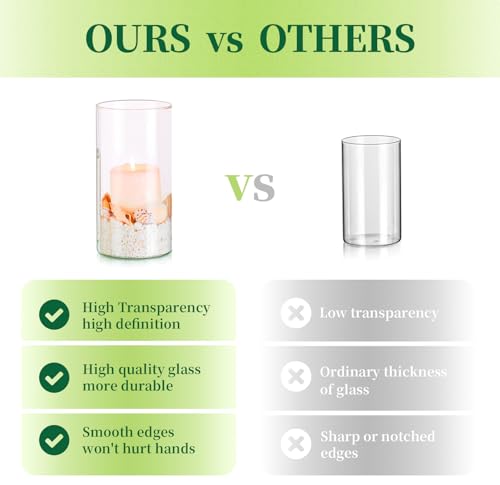 Hewory Set of 24 Clear Glass Cylinder Vases 2.6”, 3.9”, 5.9” for Centerpieces