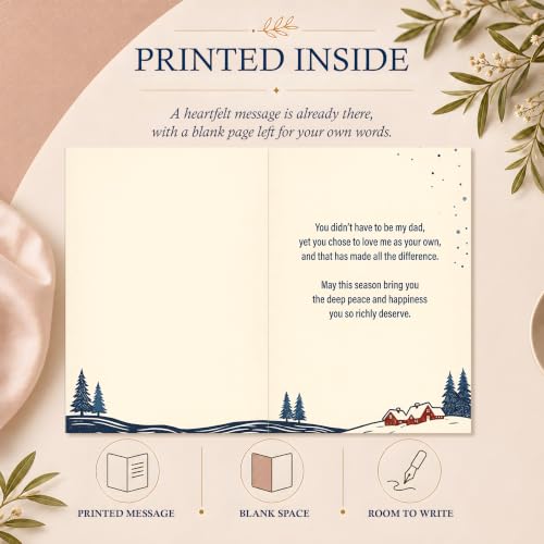 Christmas Gift Card for Stepdad - Winter Cabin Holiday Note Card with Envelope