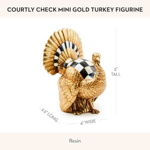 Mini Gold Turkey Figurine - MacKenzie-Childs Resin Fall Decor, Courtly Check