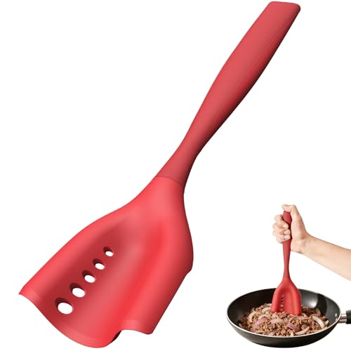 Mincing Spatula Meat Chopper, Hamburger Grinder, Premium Heat Resistant Smasher for Ground Beef, Potato Mix Tool, Meat & Poultry Tenderizers-Aqua
