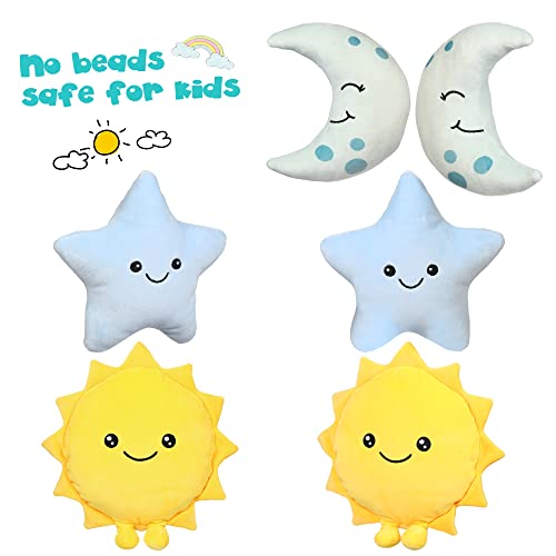 BenBen Sun Plush Toy 12 inch, Set of 3, 7 inch Stuffed Star and Moon, Cute Plushies Gift, Kids Bedroom Decorative Toy, Easter Basket Stuffers, Fun Plush Pillow for Home D?cor