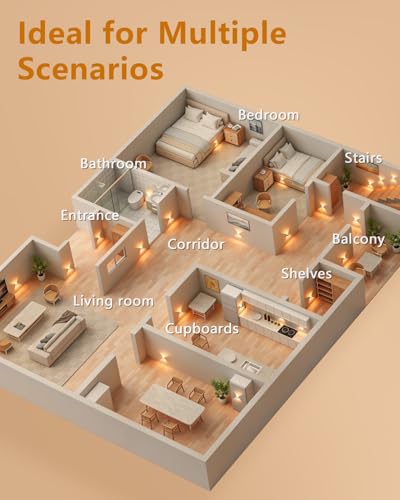 WILLED Motion Sensor Night Lights - Rechargeable Soft White Stair Lighting - White / 8