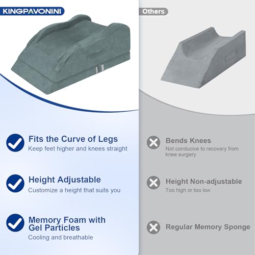 Grey Double Leg Elevation Pillow for Post-Surgery Recovery, Adjustable Height
