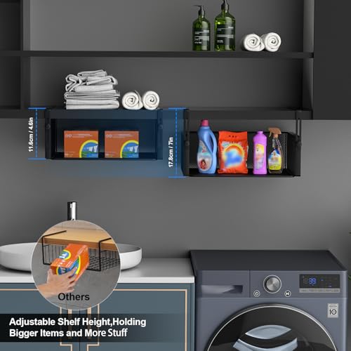 AmonHouseware Large 2-Pack Under Shelf Basket Adjustable Hanging Organizer Black
