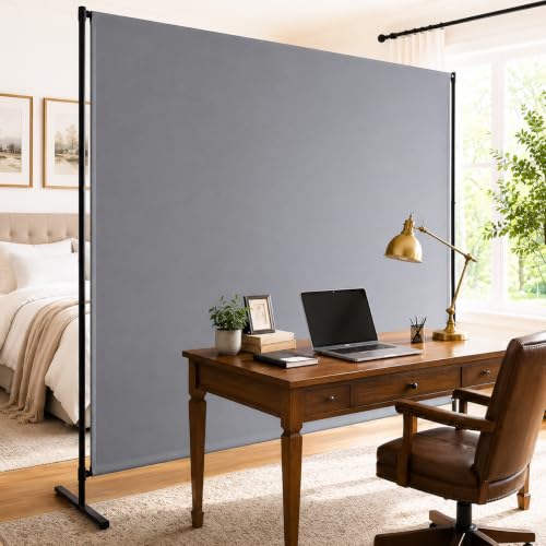 Gray Room Divider 72x72 Inch Privacy Screen Freestanding Partition Wall for Room Separation