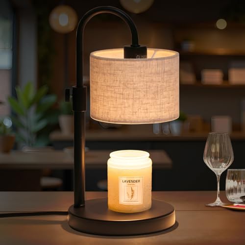 FINCMY Linen Candle Warmer Lamp with Timer & Adjustable Height - Safe Wax Warmer for Jar Candles, Home Decor