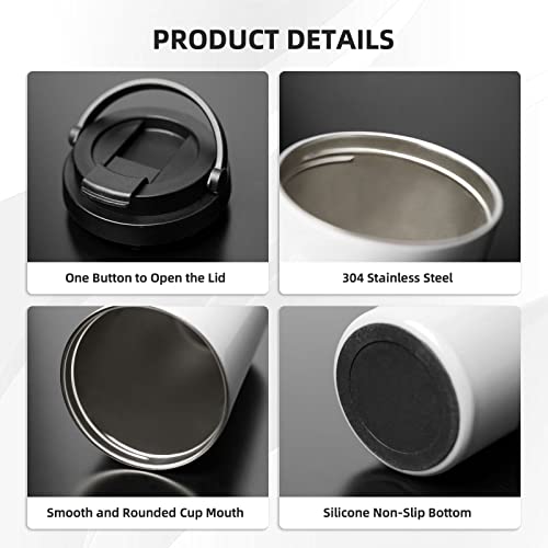 Bassyil Christmas 17oz Insulated Travel Mug with Flip Lid Stainless Steel Spill-Proof Cup