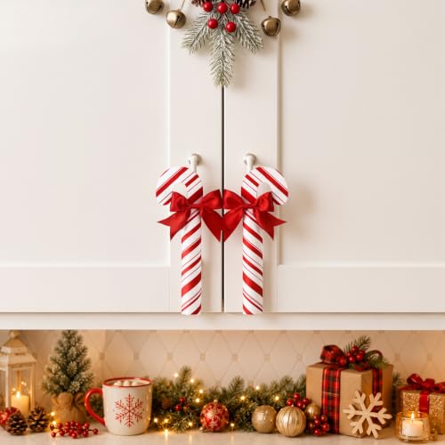 Christmas Candy Cane Cabinet Handle Covers Set - Festive Kitchen Decor, 10 Pack