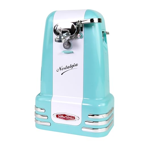 Nostalgia Retro Electric Can Opener Aqua with Magnetic Lid Remover & Bottle Opener