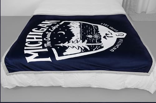 Michigan Shield Sherpa Blanket - Cozy 50x60 Throw for Home & Michigan Pride
