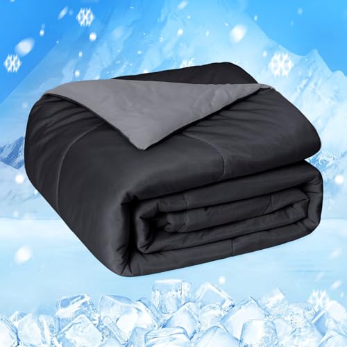 HOMFINE Cooling Comforter for Hot Sleepers Queen, Black 90"x90"