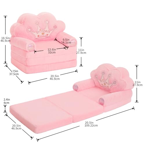 Kids Foldable Toddler Chair with Princess Couch Design - Pink Variation