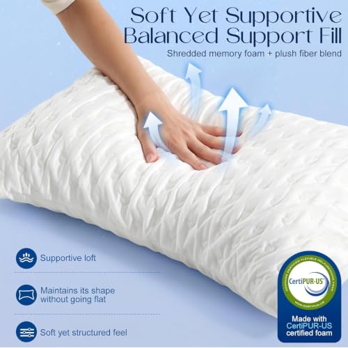 BTASLEEEP Side Sleeper Pillow Standard Size 1 Pack - Ergonomic Neck Shoulder Support