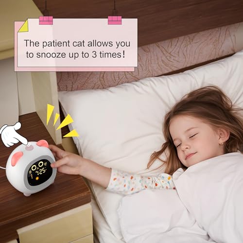 ANALOI Pink Kids Alarm Clock with Ok to Wake & Sleep Training for Girls
