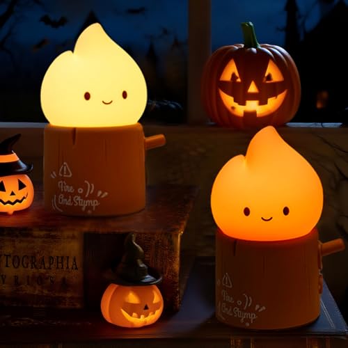 Halloween Candles Light for Kids, Electronic LED Flameless Candle, Cute Emotional Support Flame Night Lamp, Mood Candlelight for Halloween Christmas Birthday Party Decor