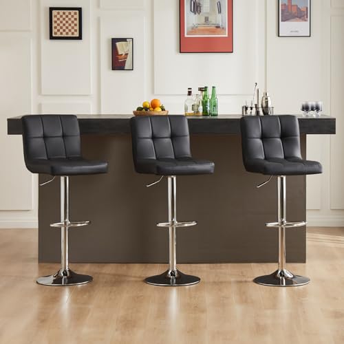 Adjustable Counter Height Bar Stools Set of 2 - Inky Saddle Leather
