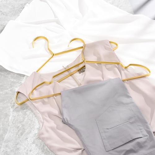 20 Pack Matte Gold Aluminum Coat Hangers - 16.5 x 8.27 Inches, Durable & Elegant