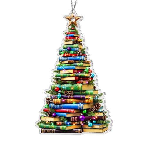NELXI Book Christmas Ornament 2026 — Book Stack Ornament (Variation: Book 4) for Christmas Tree, Gift for Readers, Teachers, Librarians