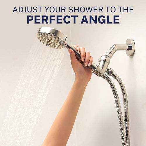 HammerHead Showers Solid Metal Handheld Shower Head Holder - Chrome, Adjustable Wall Mount with Pivot Ball