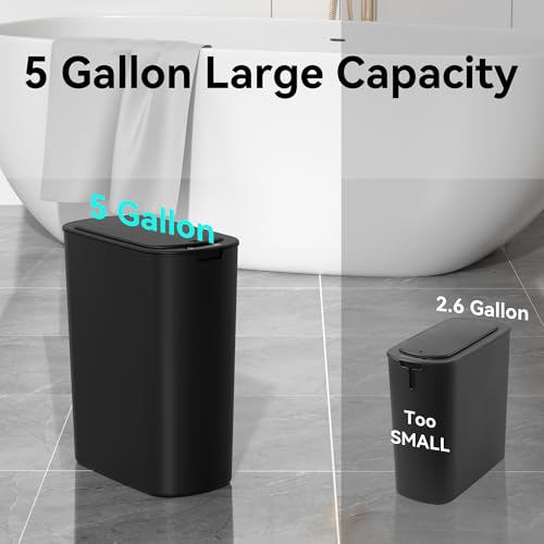 LJIACLEA Black 5 Gallon Motion Sensor Touchless Trash Can with Lid