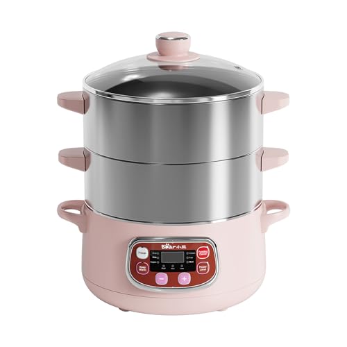 Bear 8.5 Quart Electric Food Steamer with 2-Tier Stainless Steel Baskets, Digital Timer & Auto Shut-Off