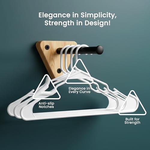Plastic Hangers Pack of 200 - Space Saving Closet Clothes Hangers White